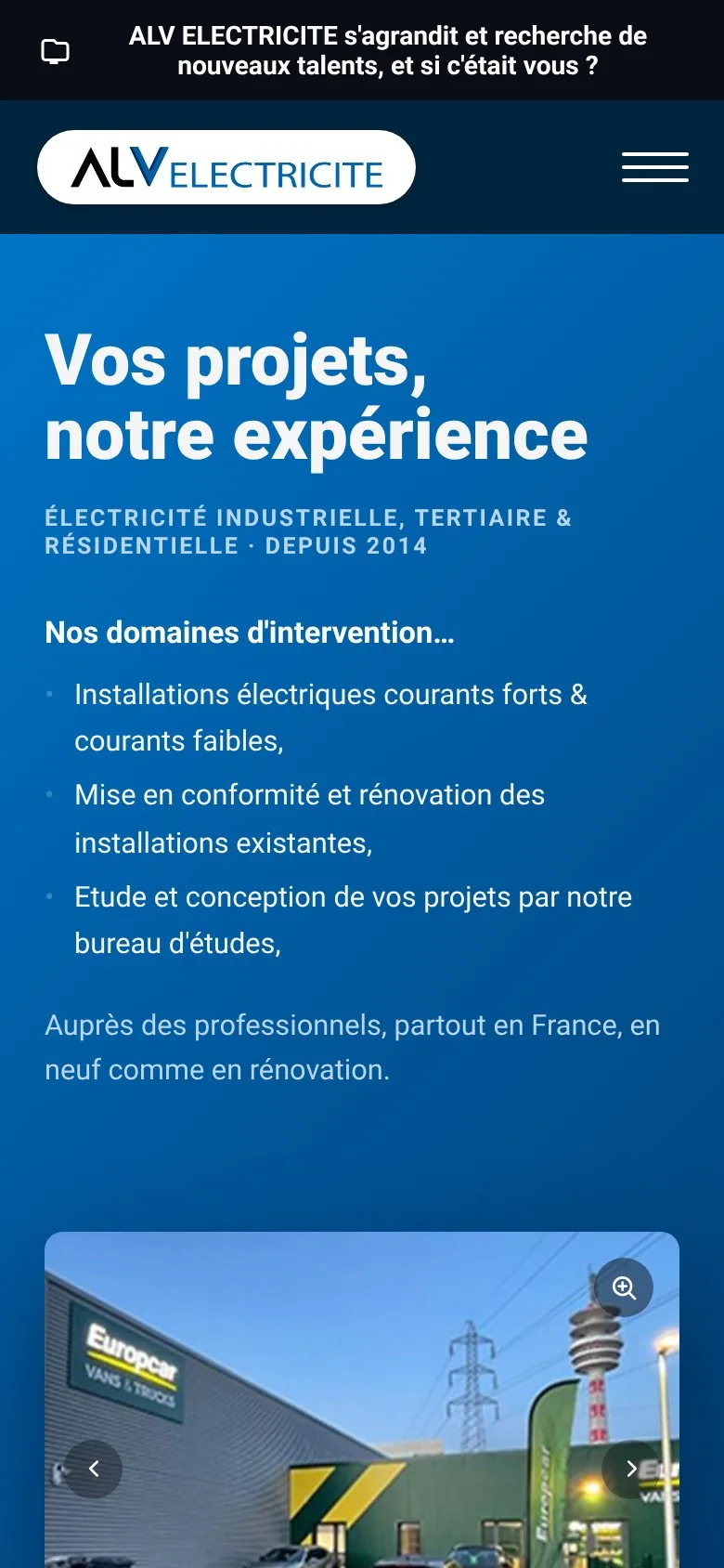 Site ALV Électricité, réalisation Referencemoi à Quesnoy-sur-Deûle