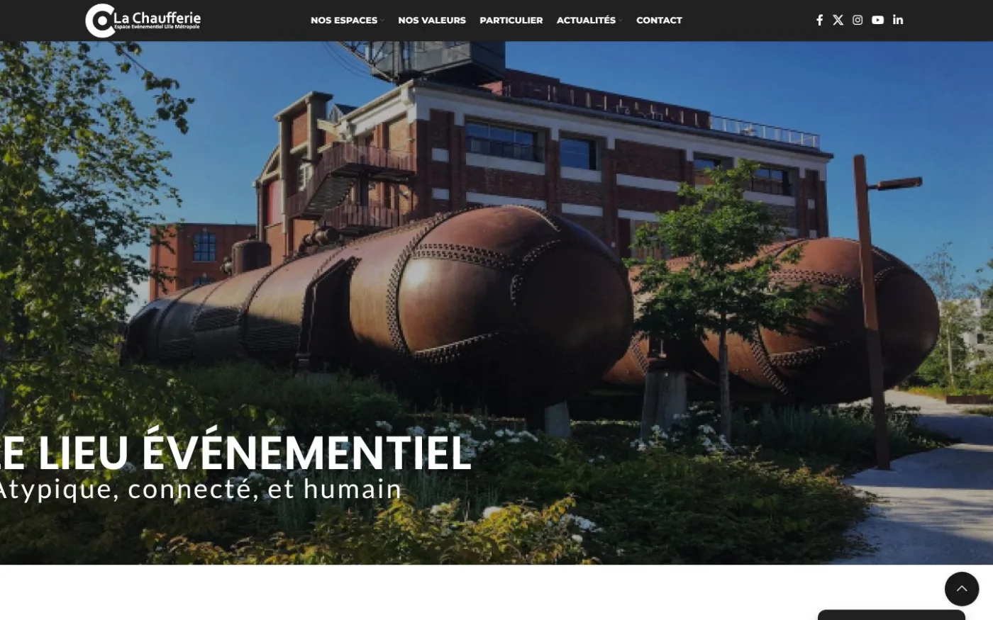 Site internet La Chaufferie, espace événementiel à Tourcoing